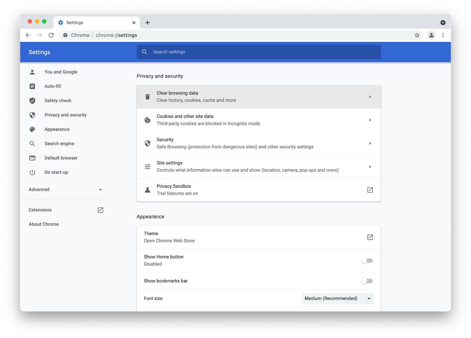 clear cookies and cache on chrome for mac