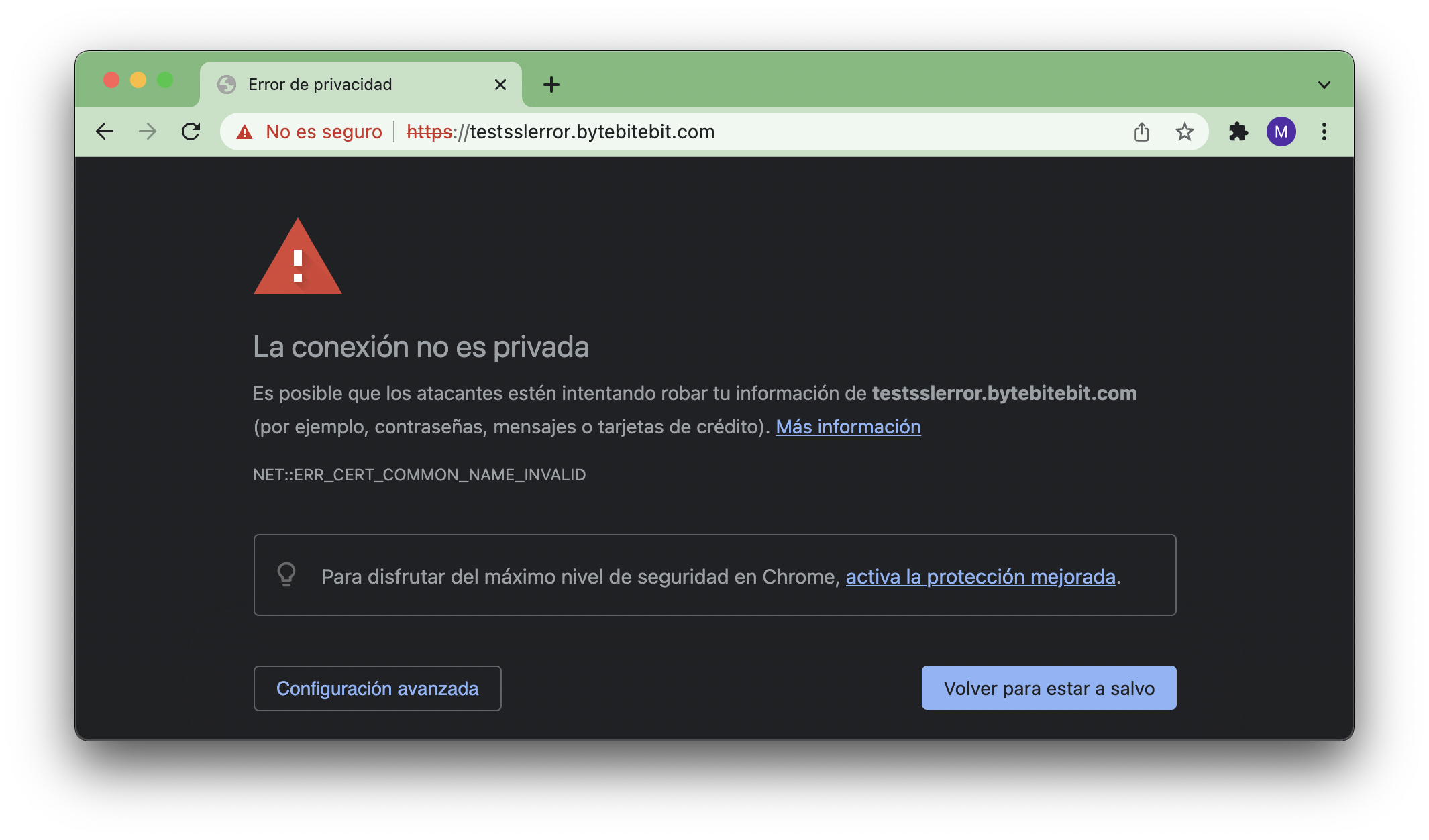 Error de privacidad: La conexión no es privada en Google Chrome