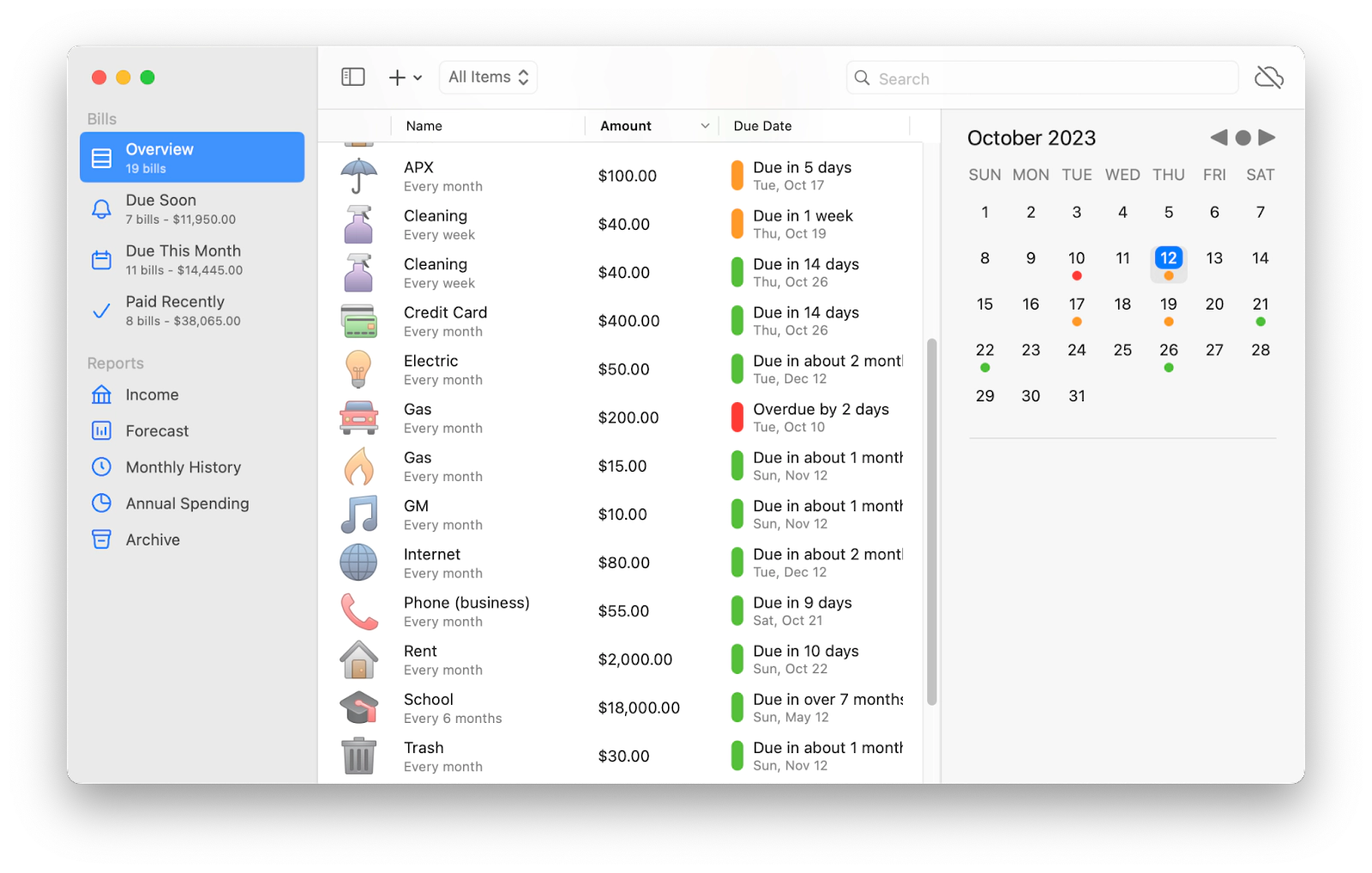 Chromicle payment organizer