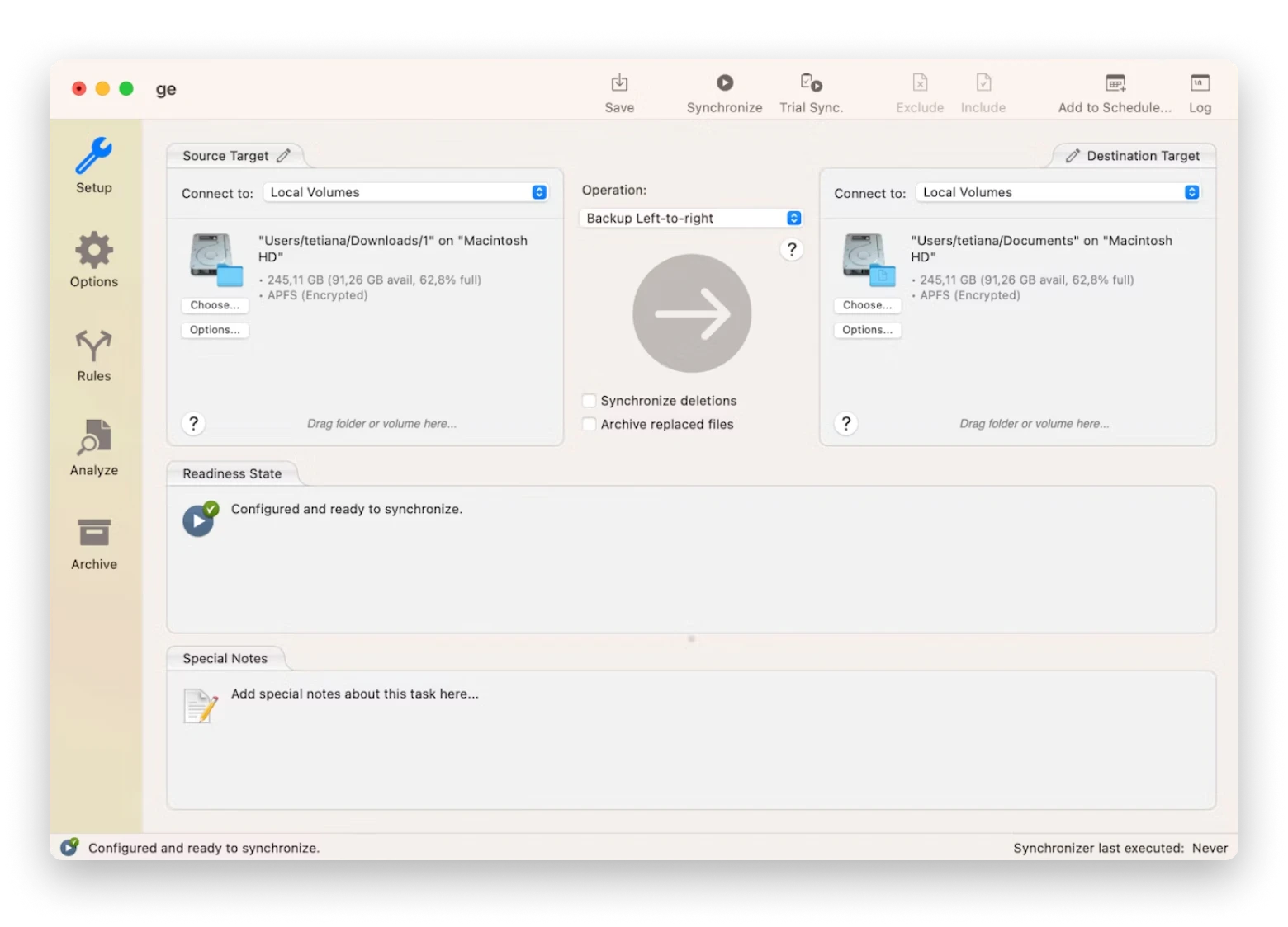 chronosync backup ventura