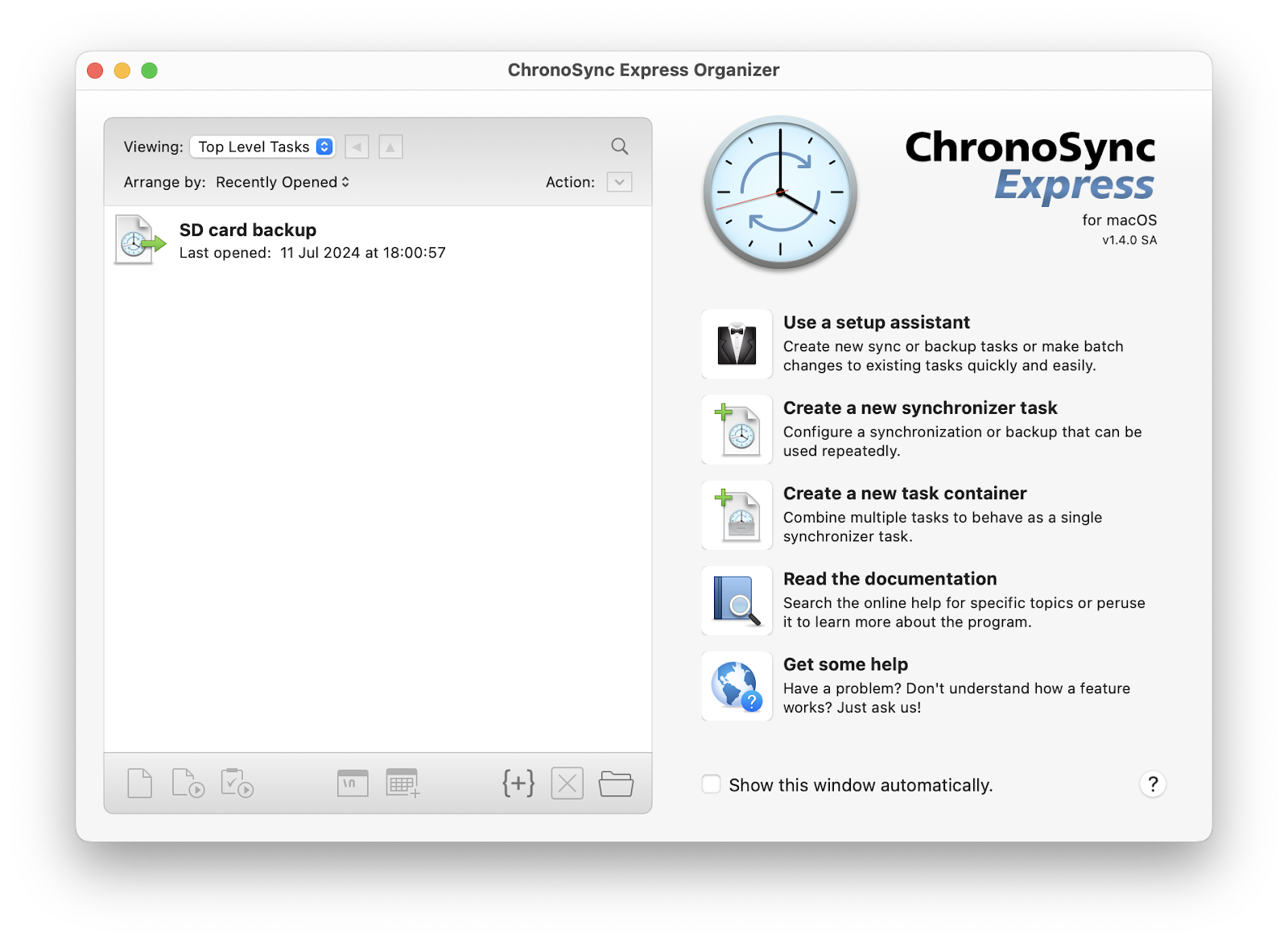 chronosync express backup data app