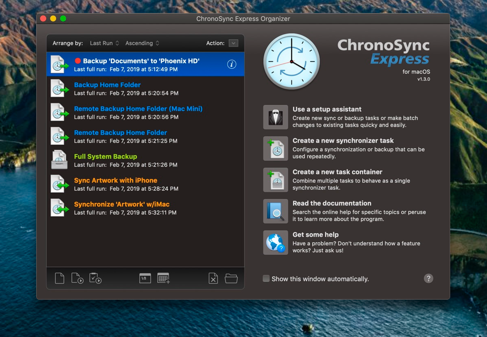 chronosync ignore files begin with period