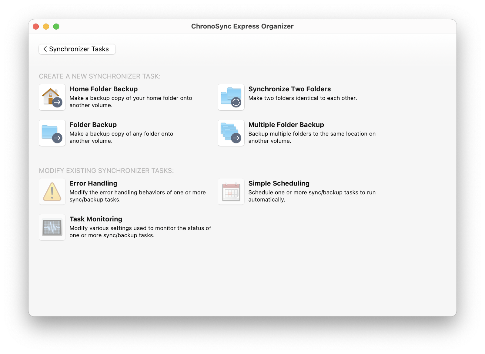 chronosync express setup assistant