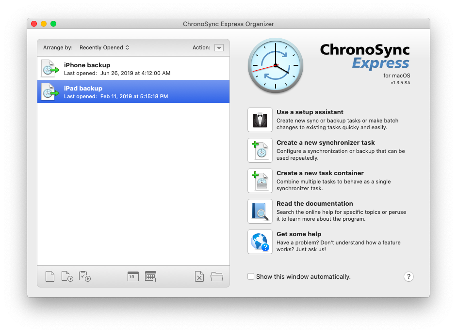 chronosync backup to server