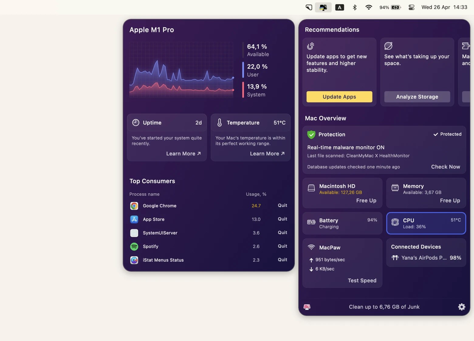 battery monitoring using cleanmymac