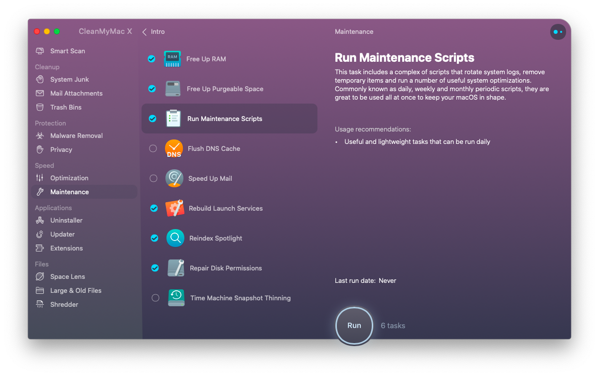 cleanmymac x mac optimize