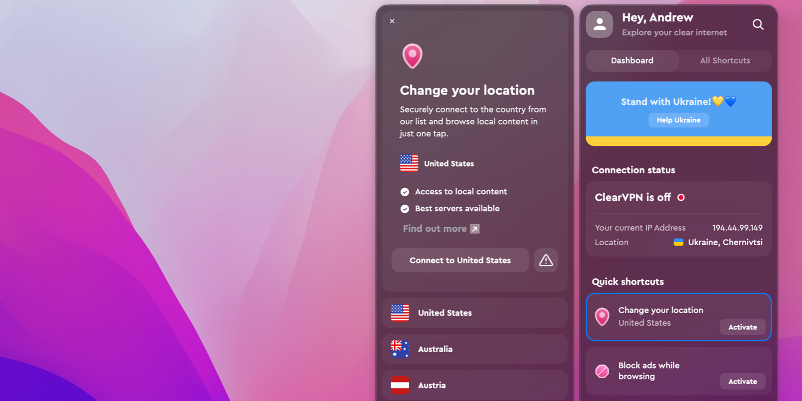 change your location with ClearVPN