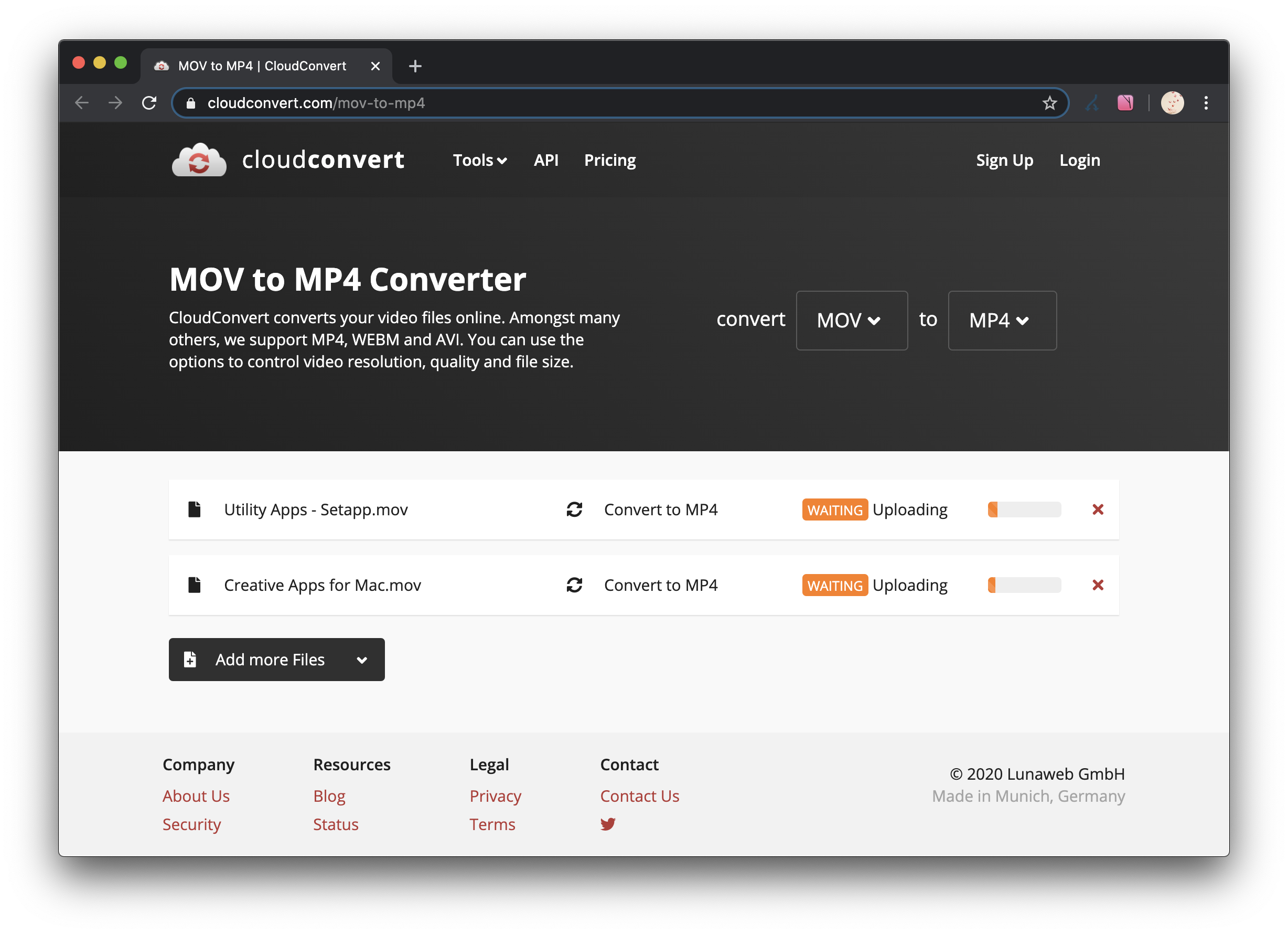 Cloudconvert Online-Konverter mov in mp4 