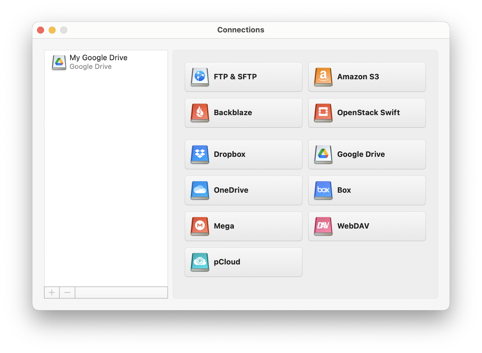 Nuevas conexiones de Cloudmounter Nuevas conexiones de Cloudmounter