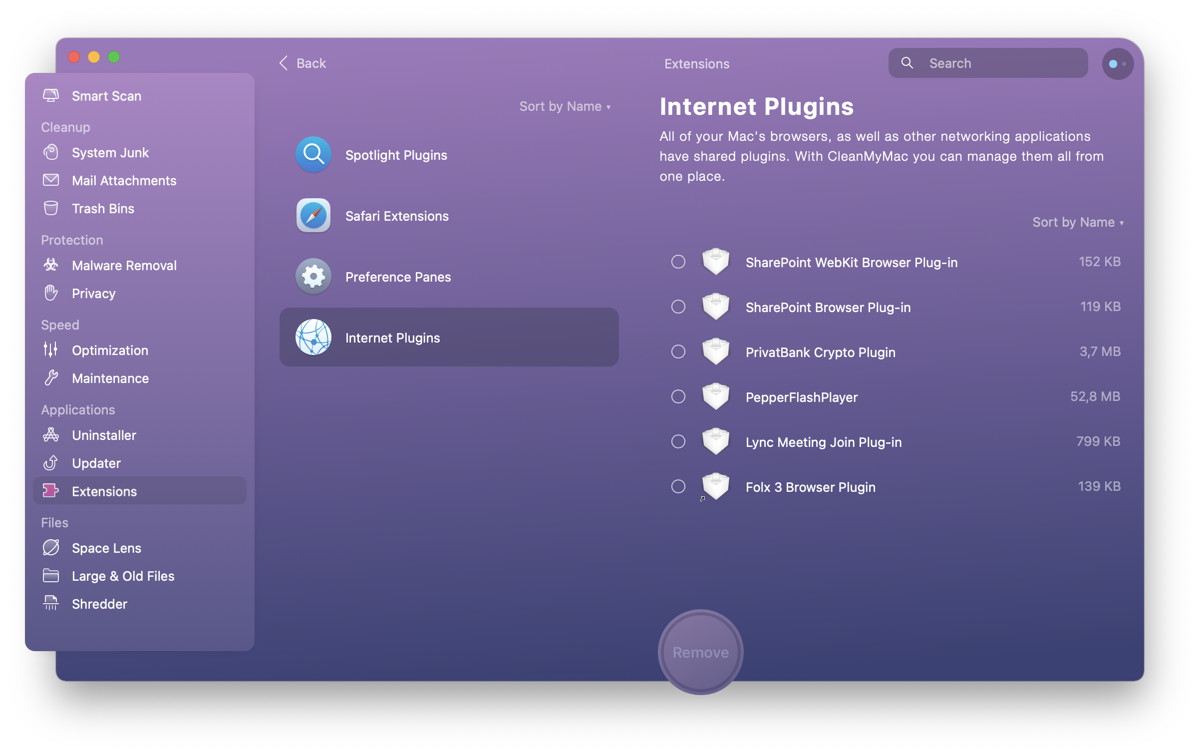 manage internet plugins and Safari extensions