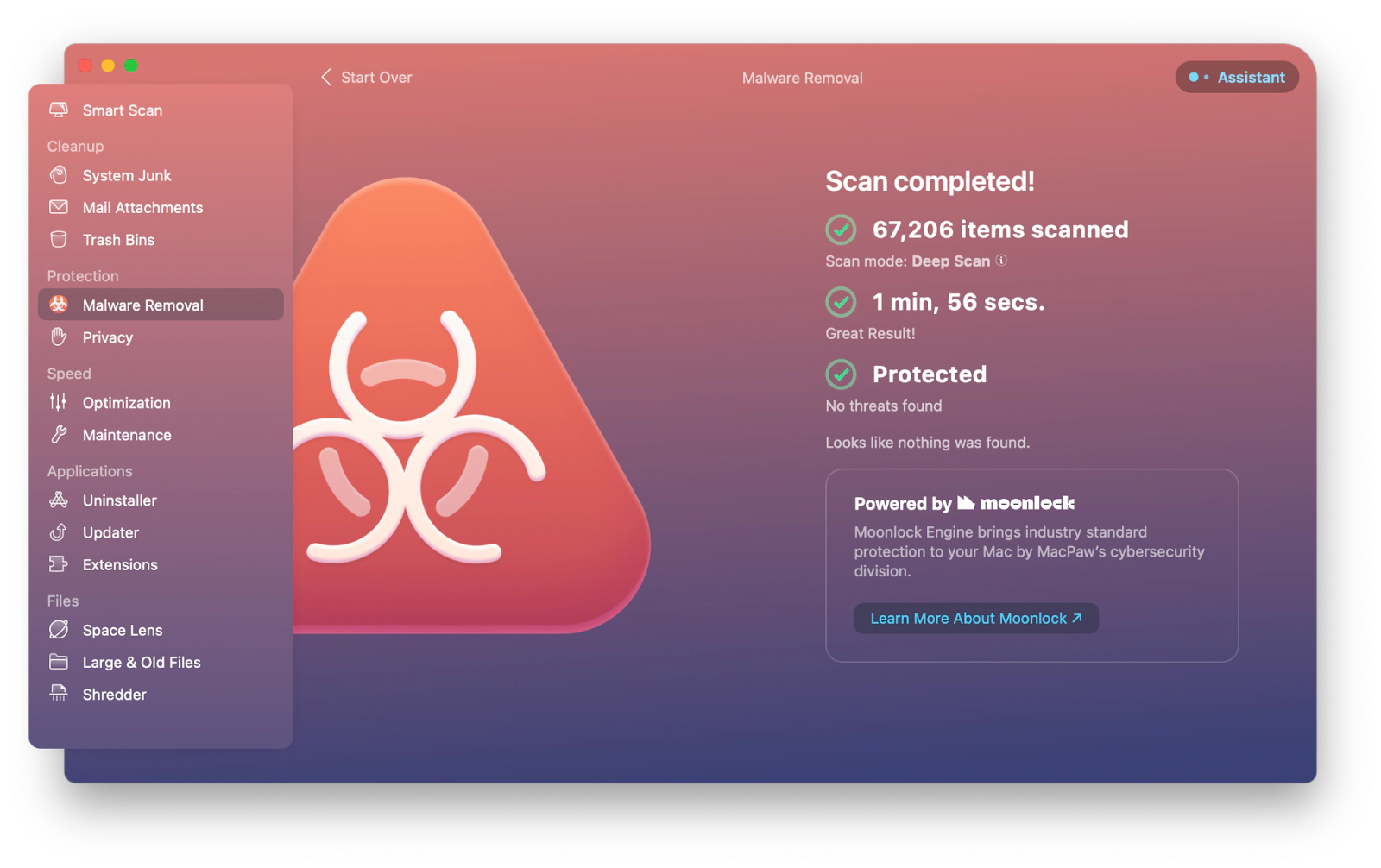 CleanMyMac X Malware removal scan complete