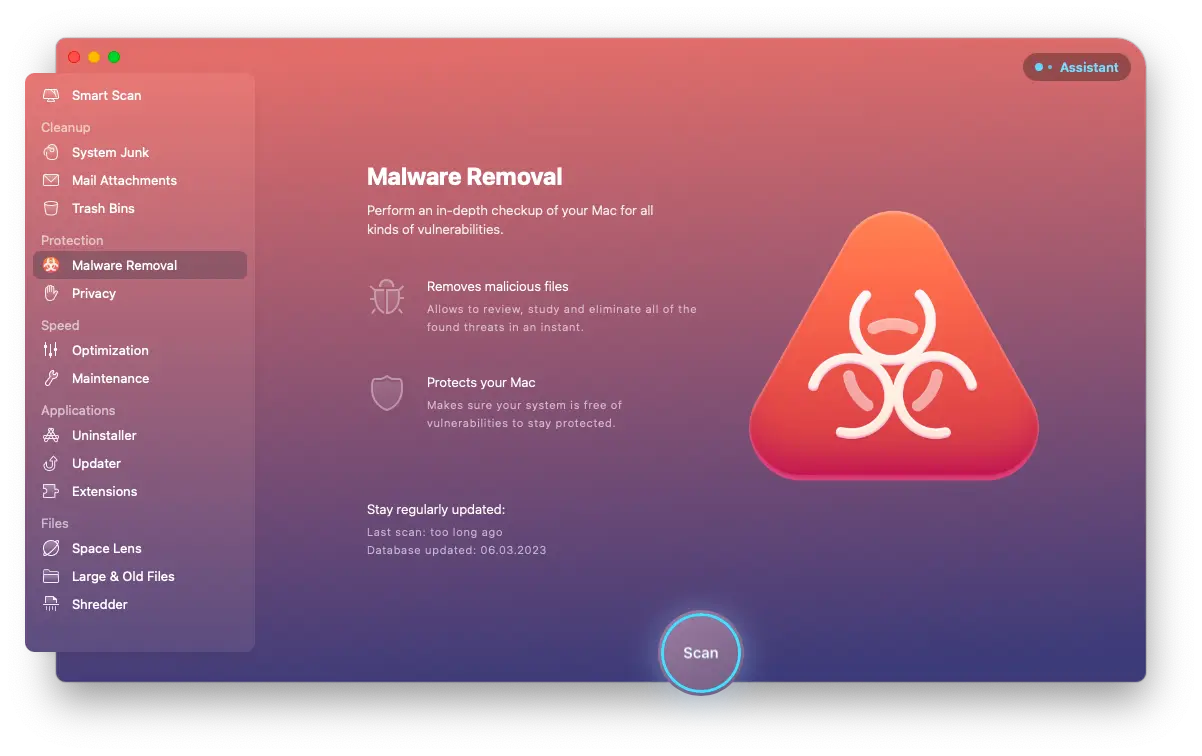 CleanMyMac X Malware Removal module