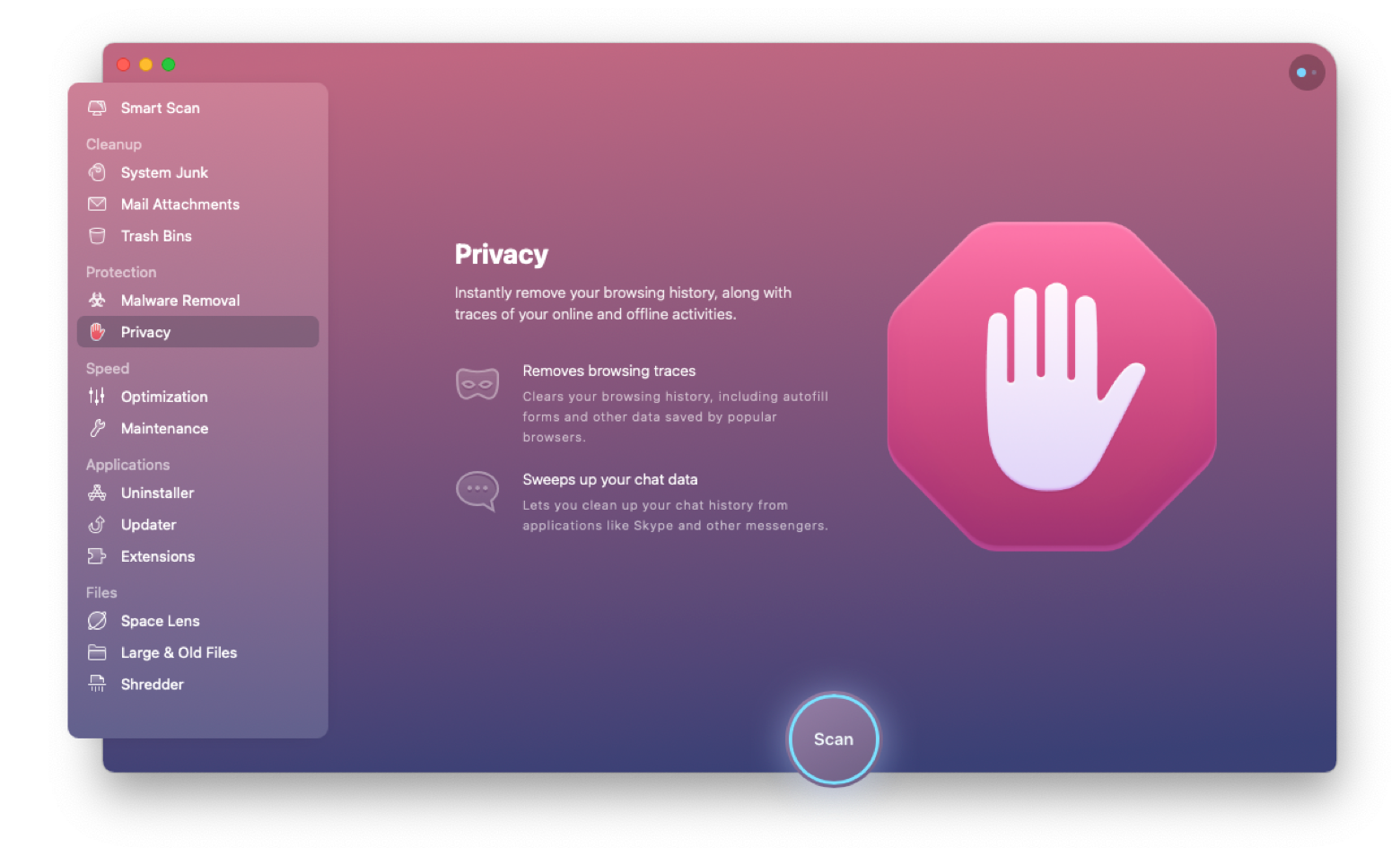 CleanMyMac X Privacy scan
