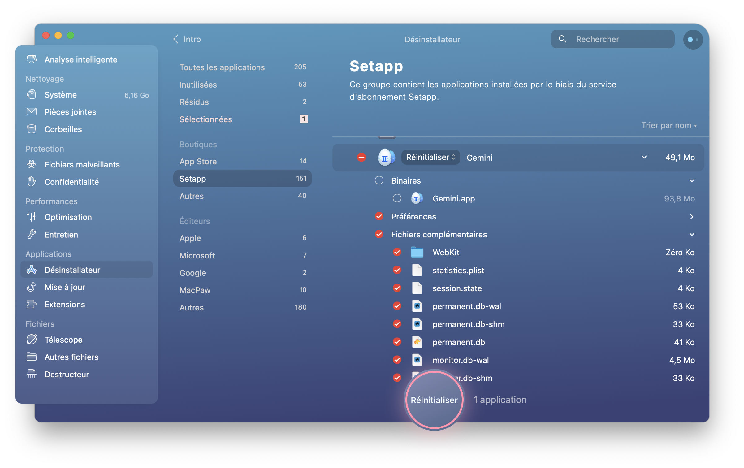 Rétablissez la configuration d'usine des applications Rétablissez la configuration d'usine des applications