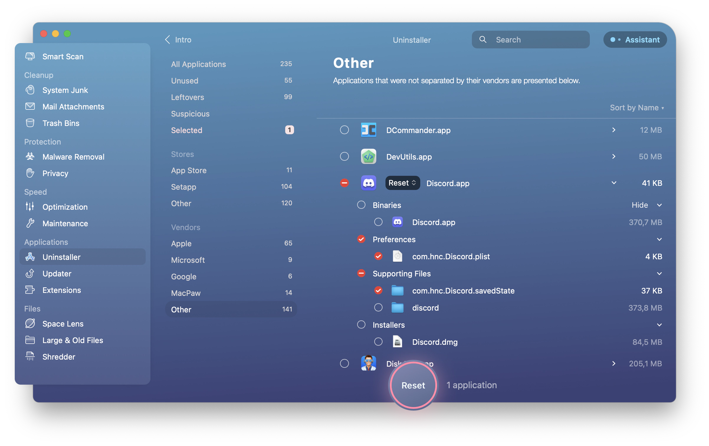 Reset Discord using CleanMyMac X