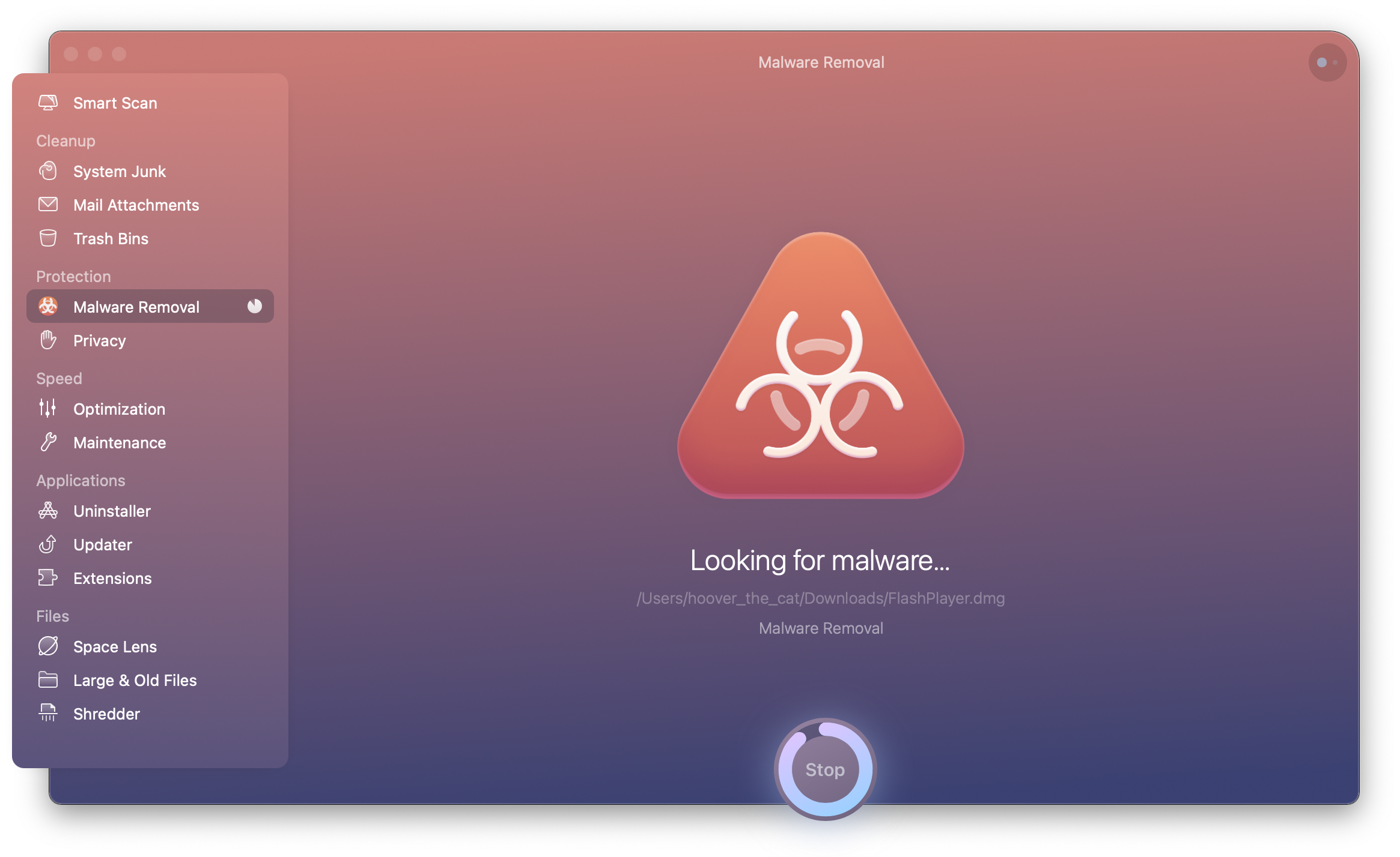Removing malware in CleanMyMac