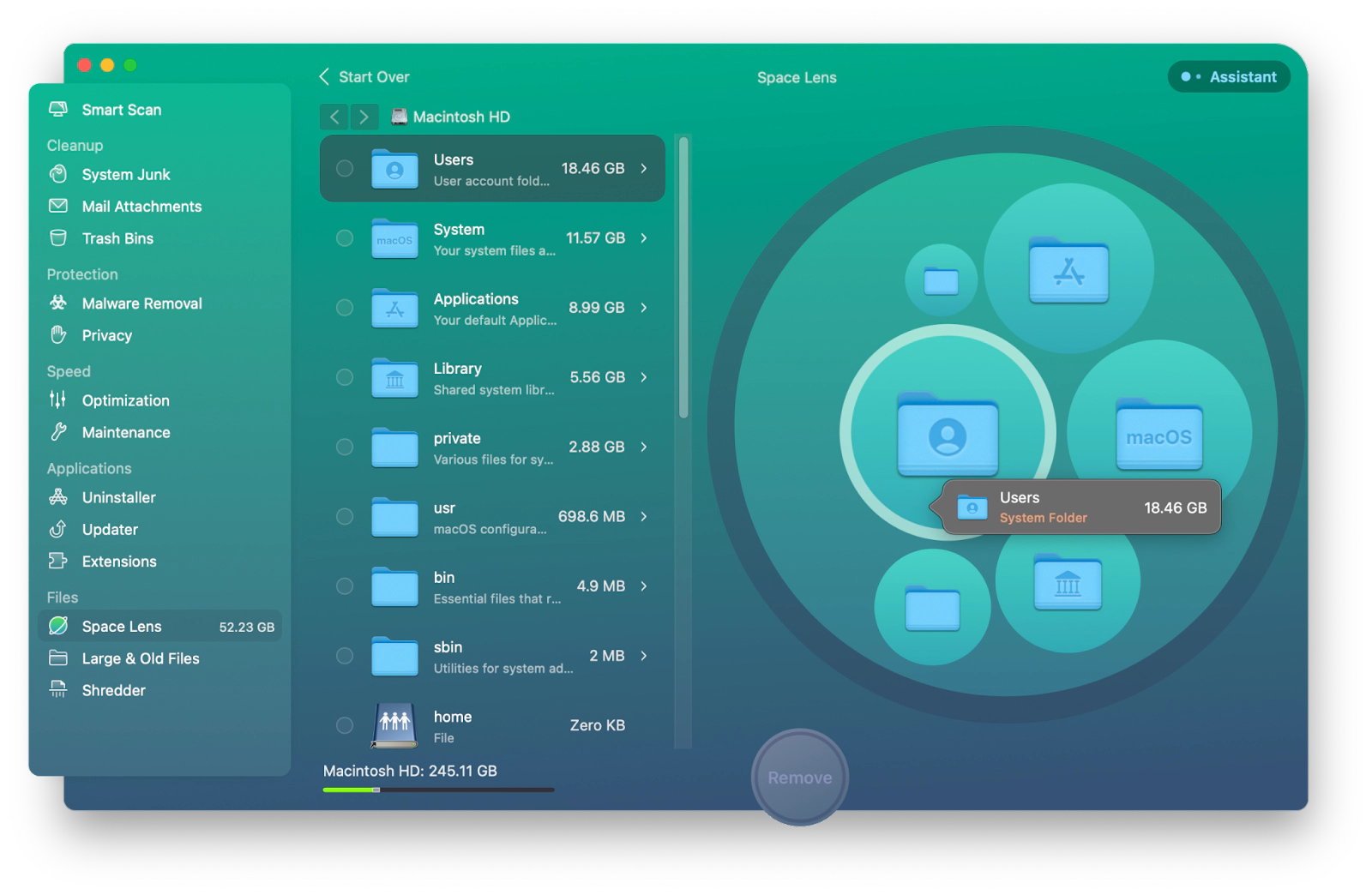 find files with Space Lens module