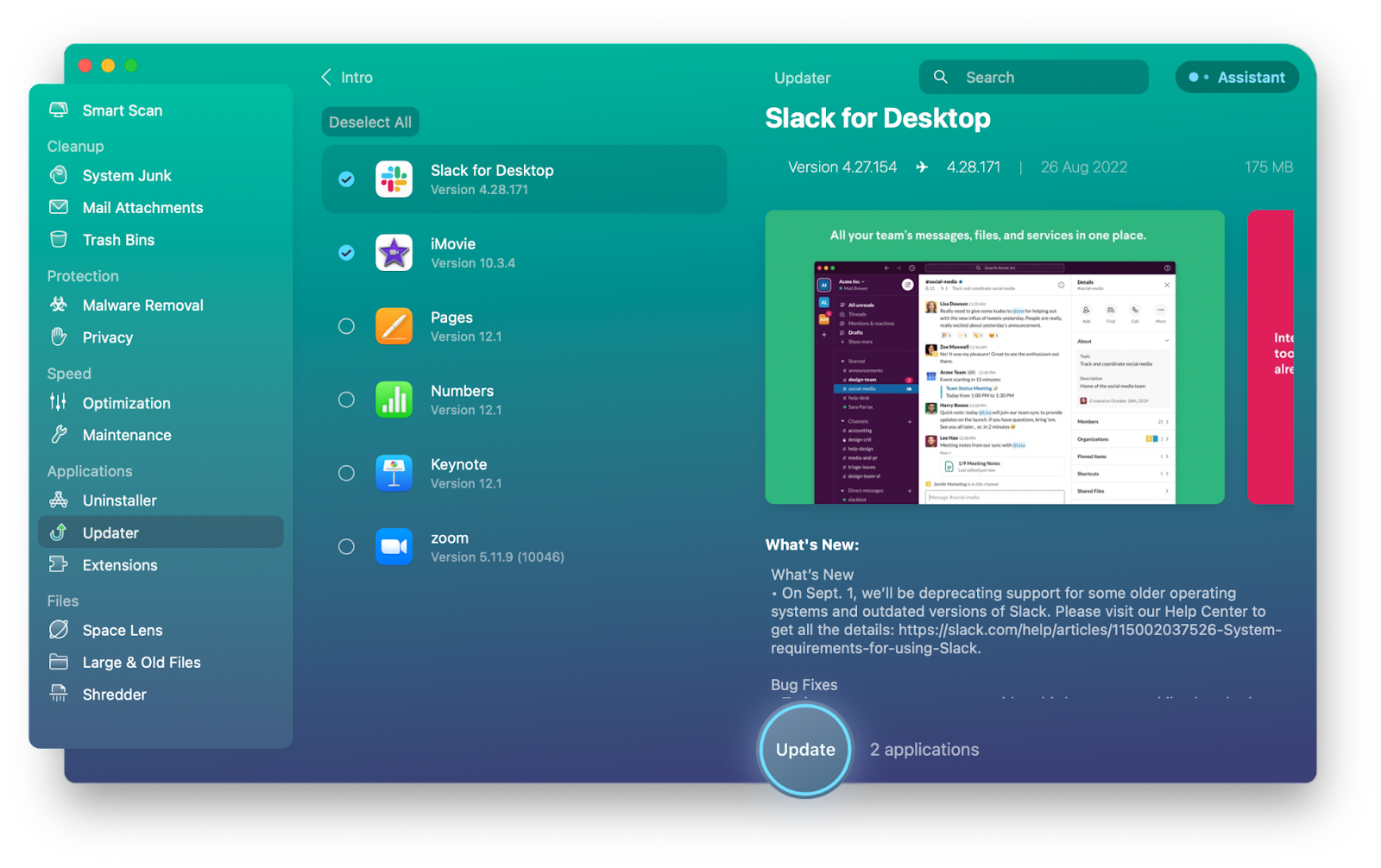 CleanMyMac X Updater > Slack