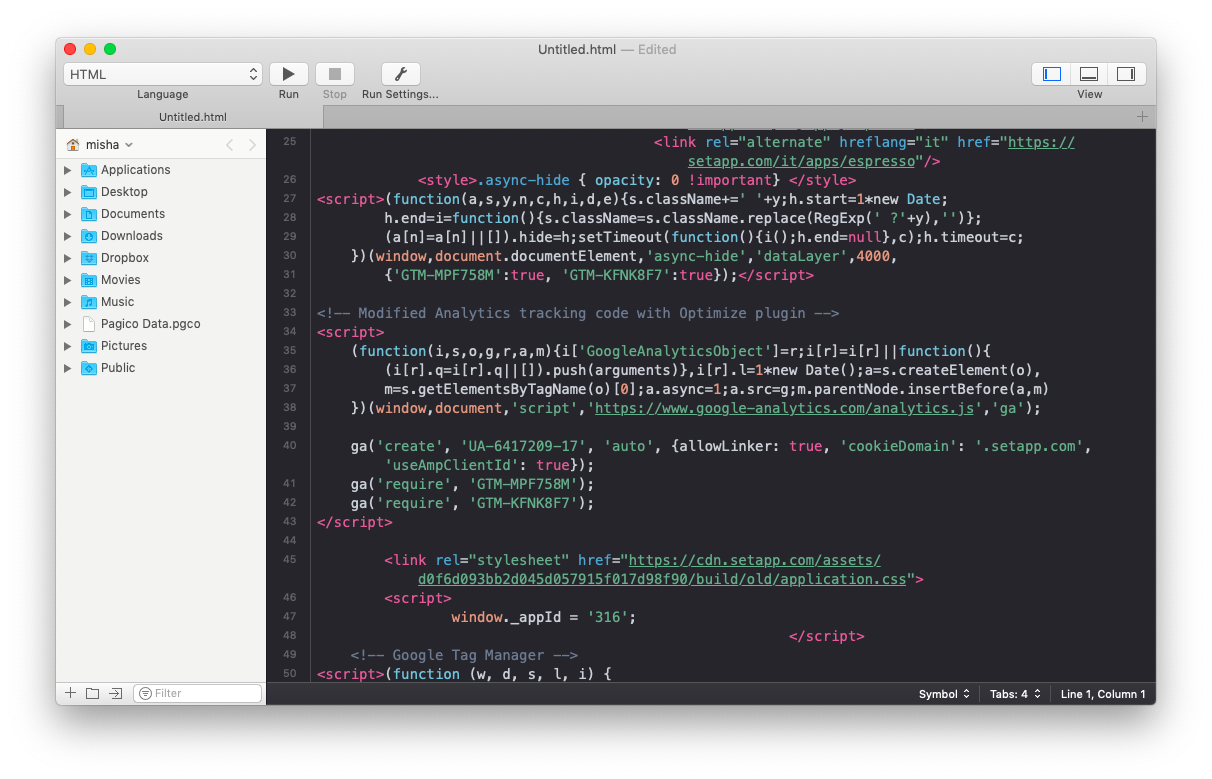 writing html for mac
