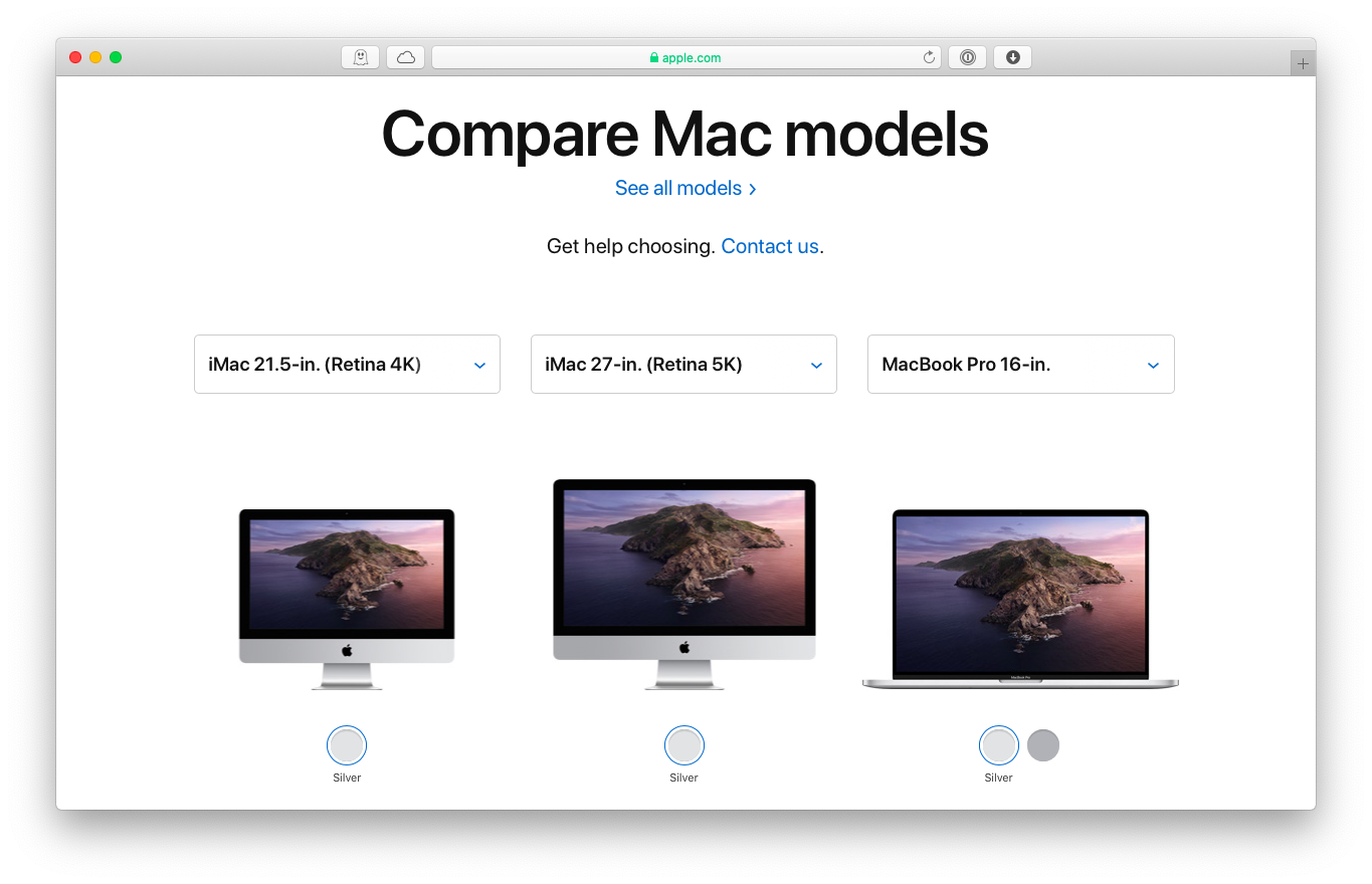 compare MacBook models iMac Apple