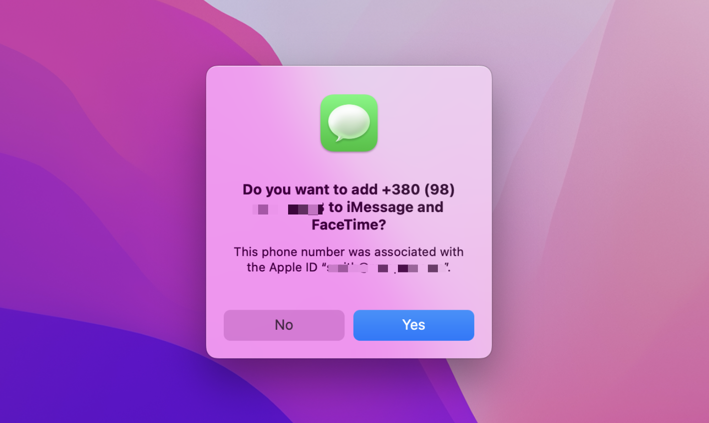 confirm phone number imessage