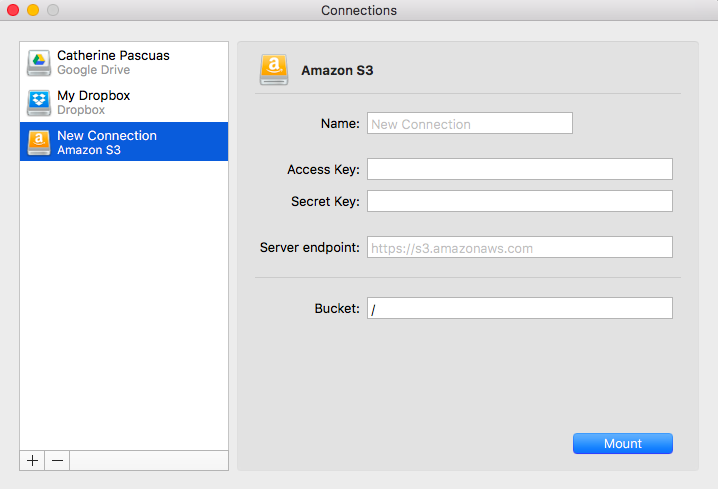 Connect Amazon S3 to Finder