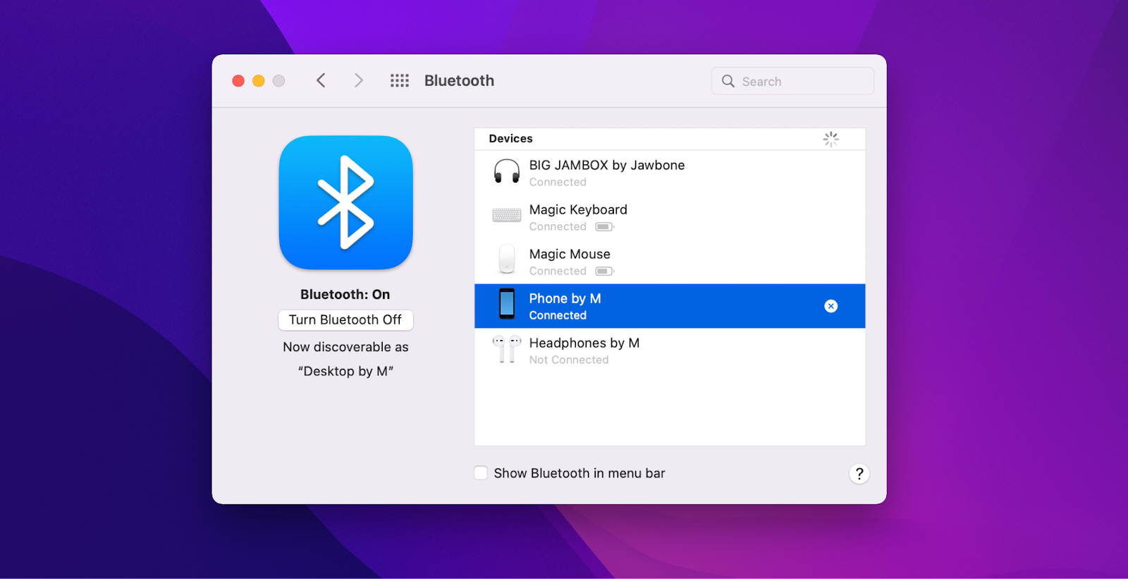 Bluetooth で Mac Wi-Fi ホットスポットを作成する