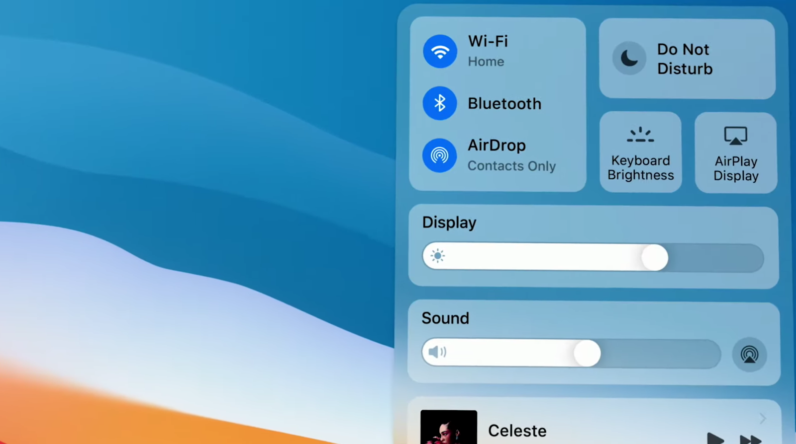 Control Center Big Sur macOS