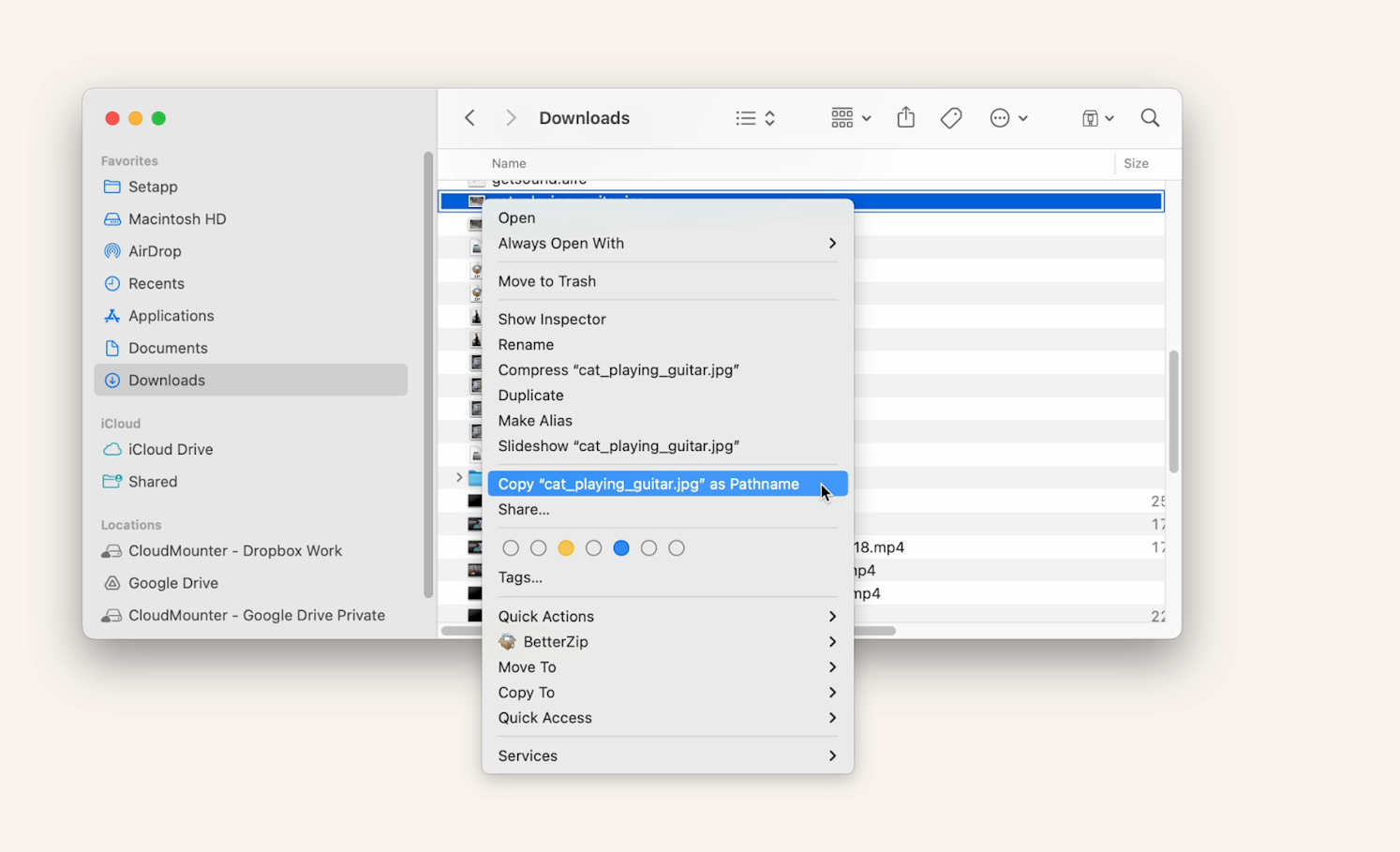 How to copy file paths on Mac