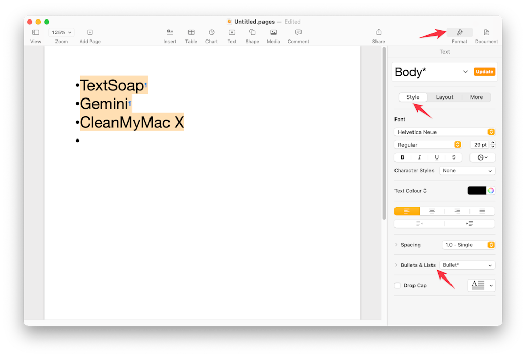 How to make a bullet point on a Mac keyboard