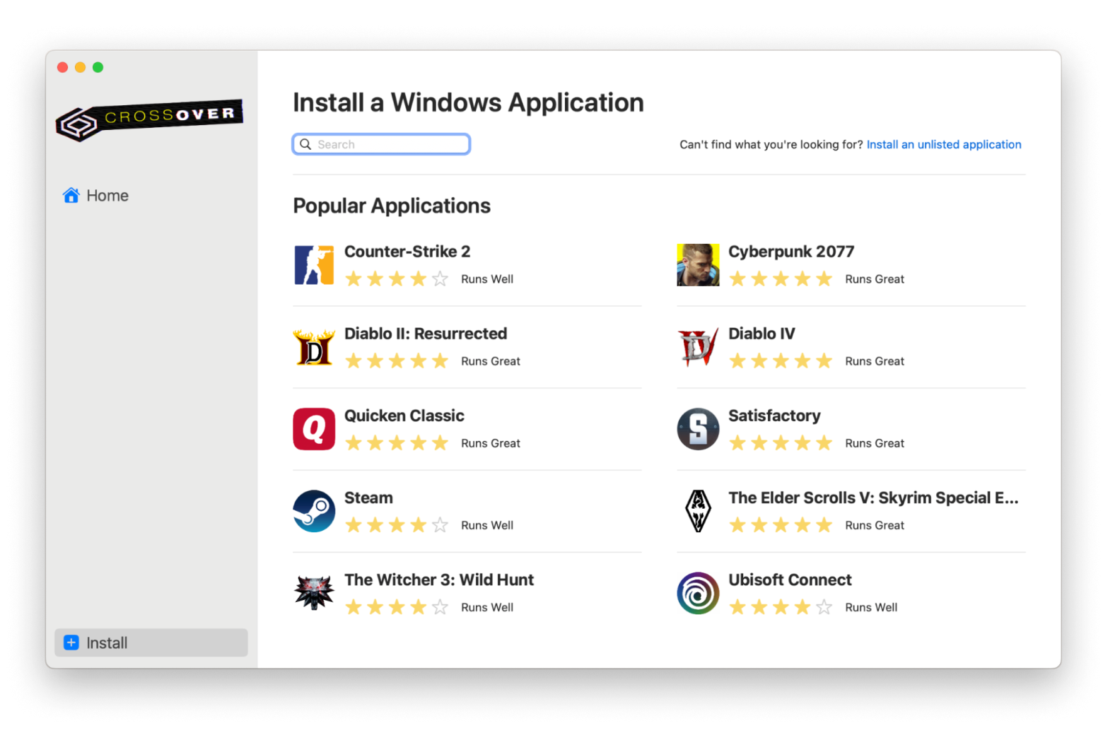 crossover install windows app