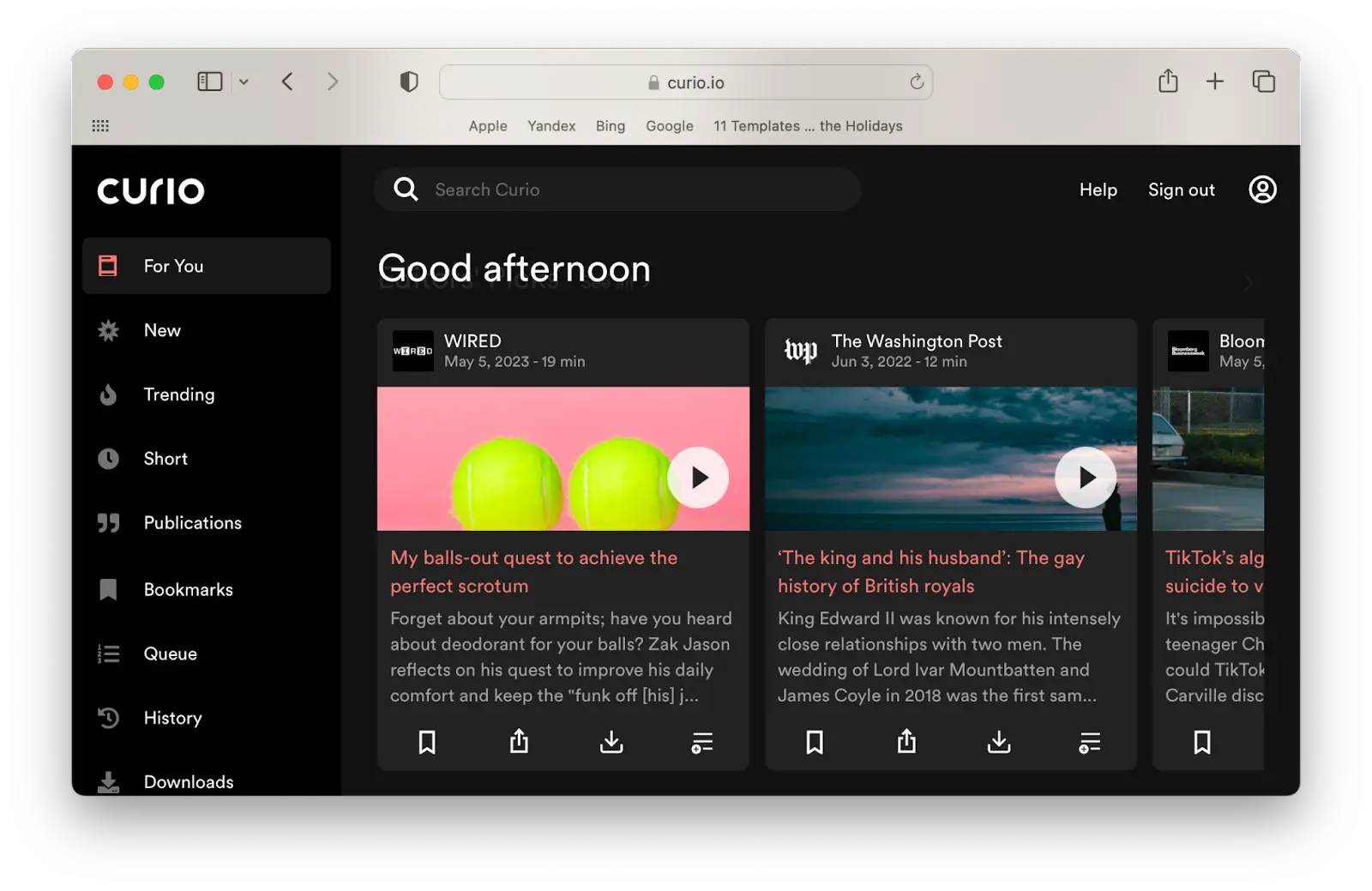 listen to news and stories from iOS devices and the web