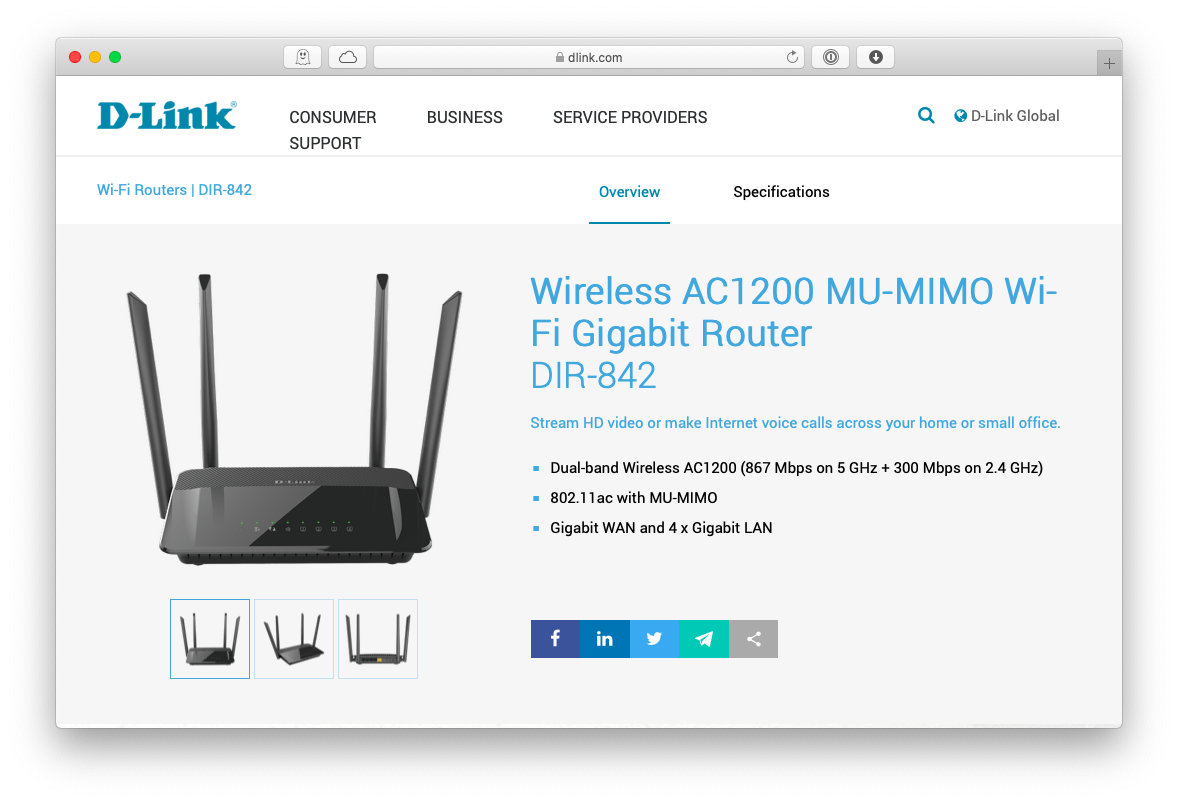 D-Link wireless ac1200 DIR-842 router Mac
