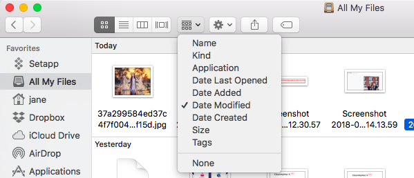 Sorting by date in Finder