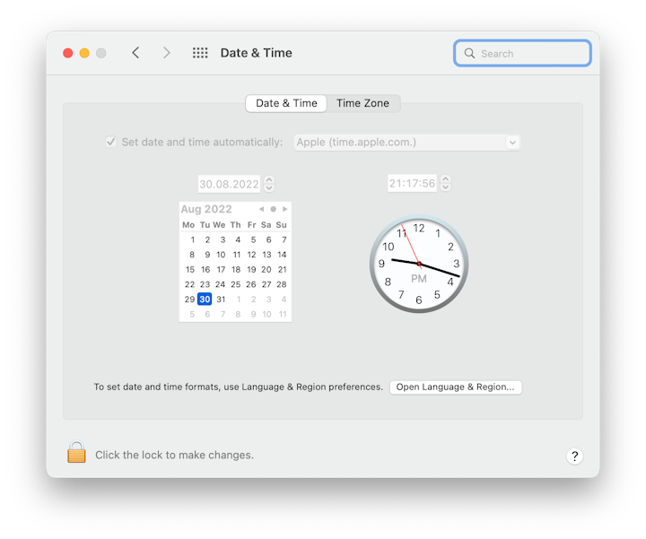 Fix “Your clock is ahead” error on Mac
