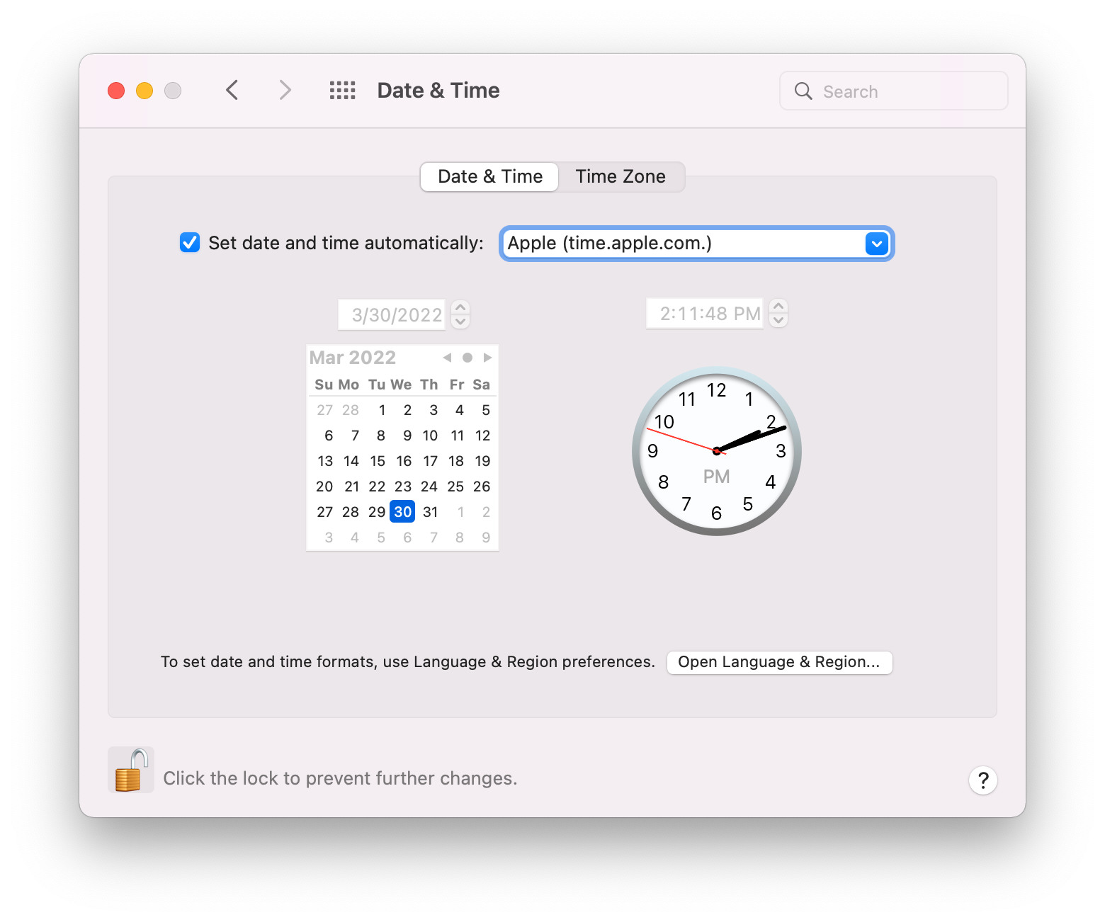 date time macos
