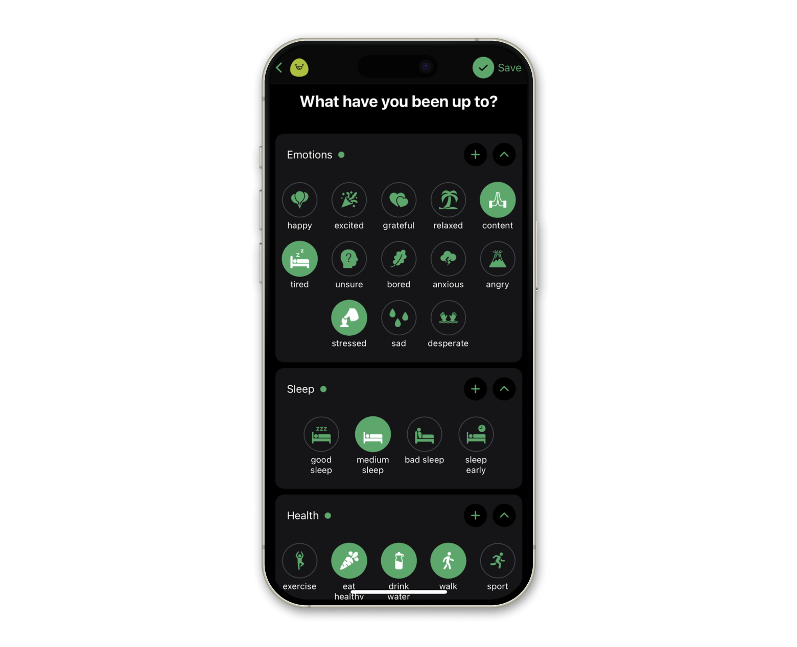 Daylio mood tracker for iOS