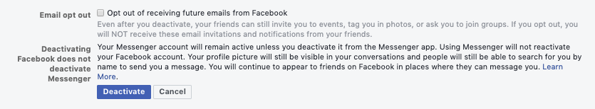 deactivate facebook account deactivate facebook account