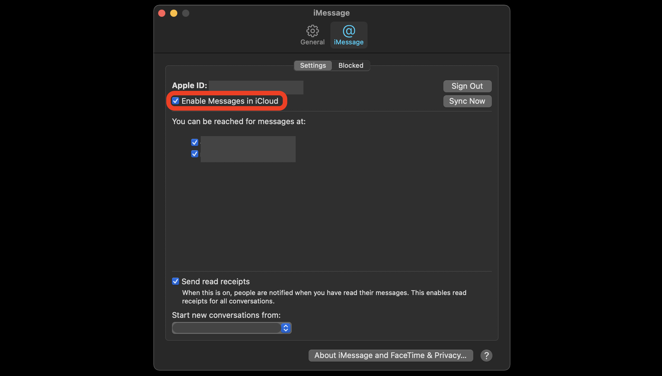 deactivate messages mac