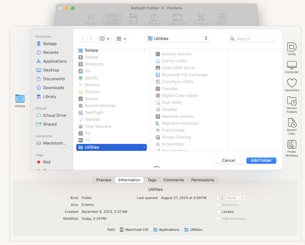 What is the Utilities folder on a Mac?