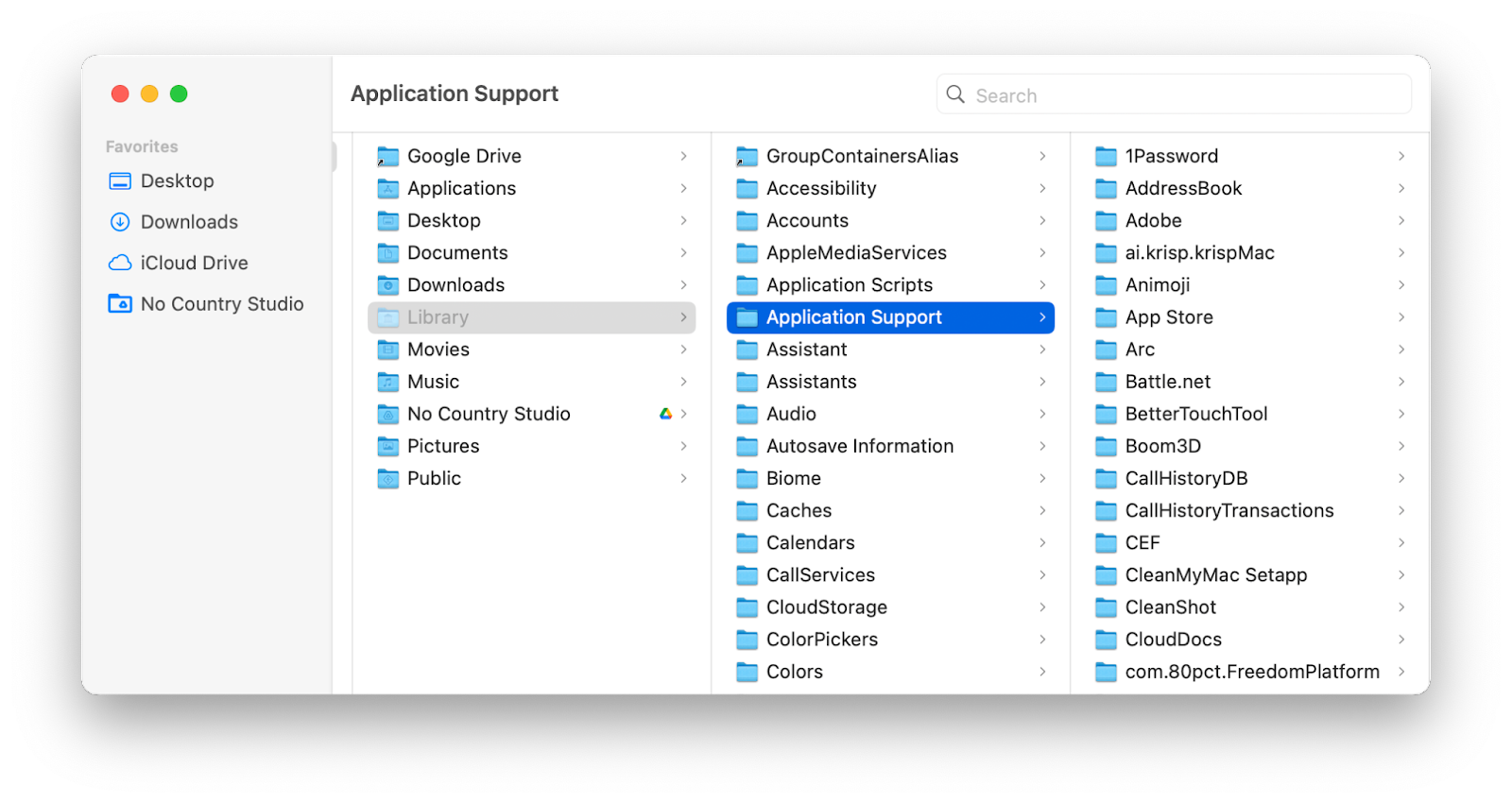 delete application support files mac