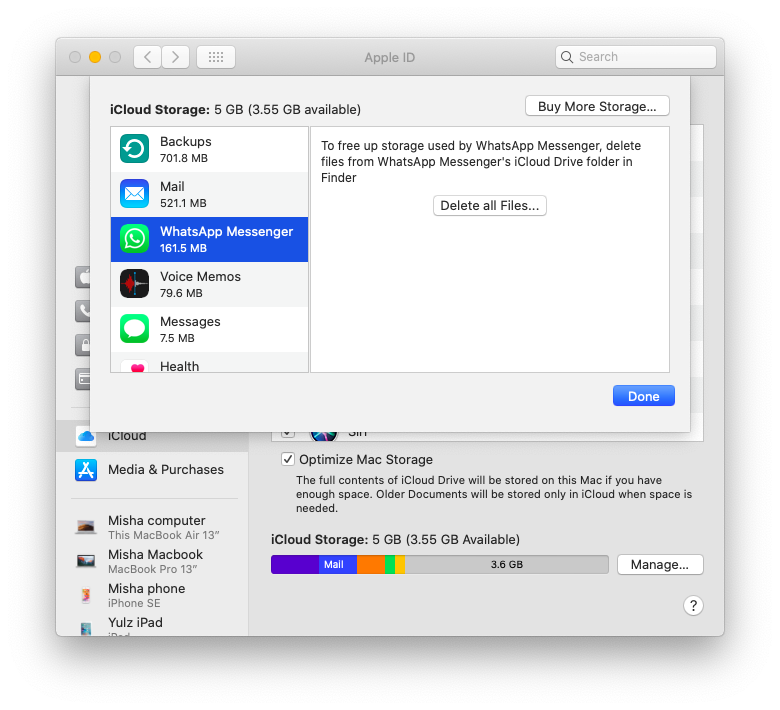 delete data apps iCloud Mac