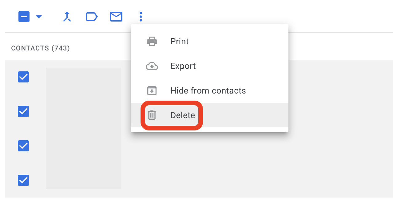 delete multiple contacts gmail