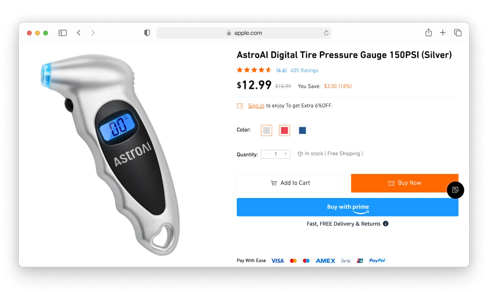 Digital tire pressure gauge by astroai.com