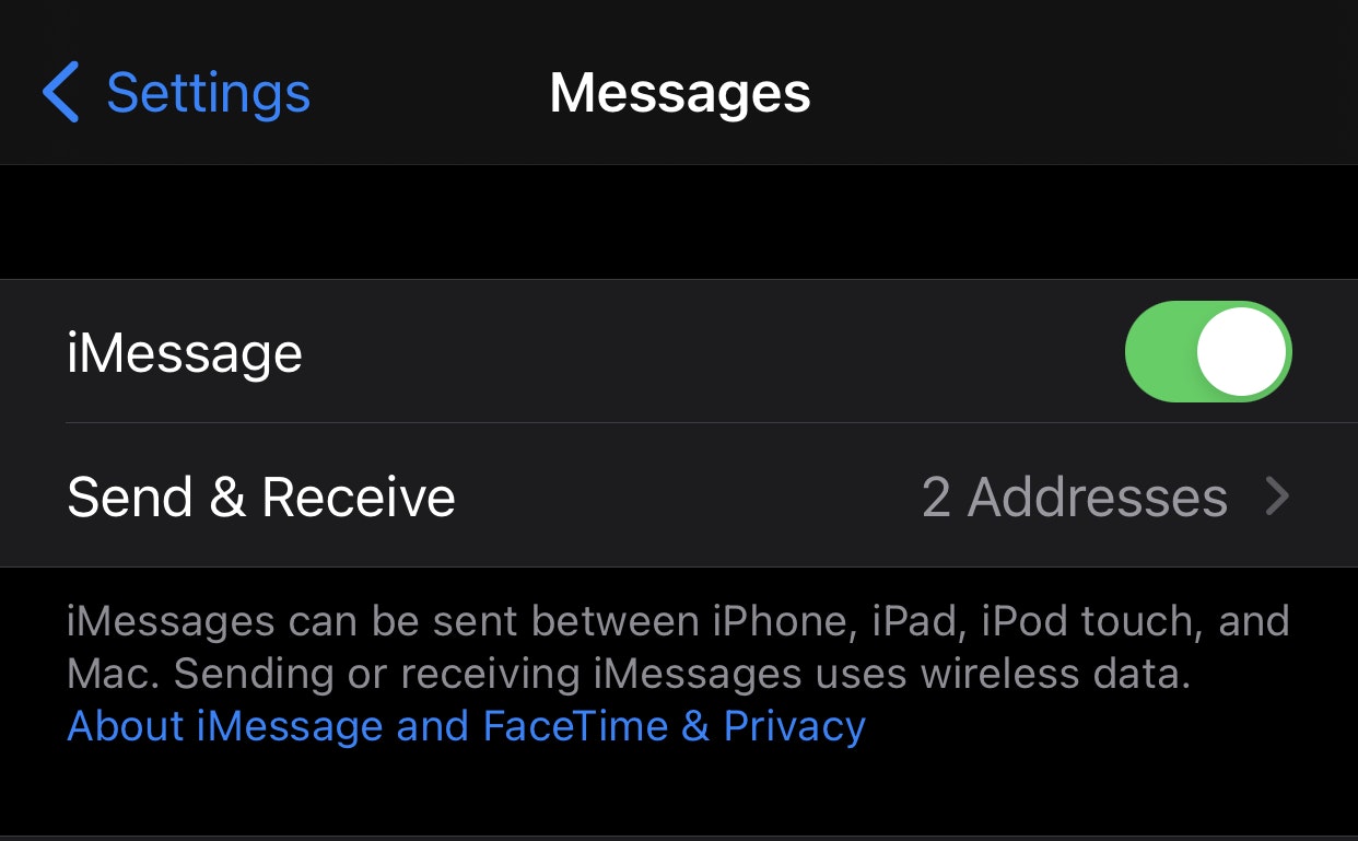 disable imessage iphone