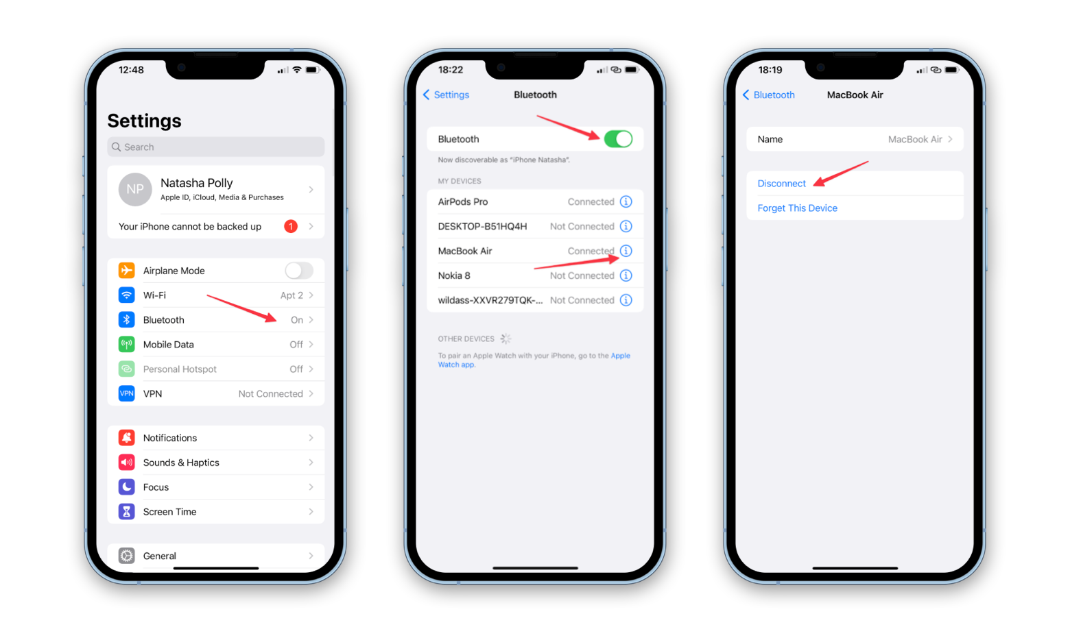 disconnect mac from iphone using bluetooth