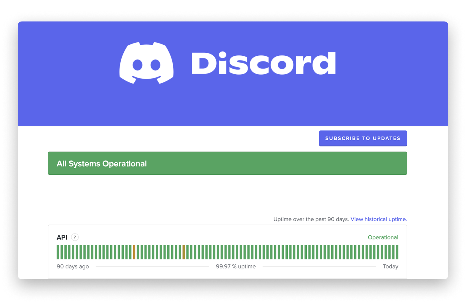 Discord status page