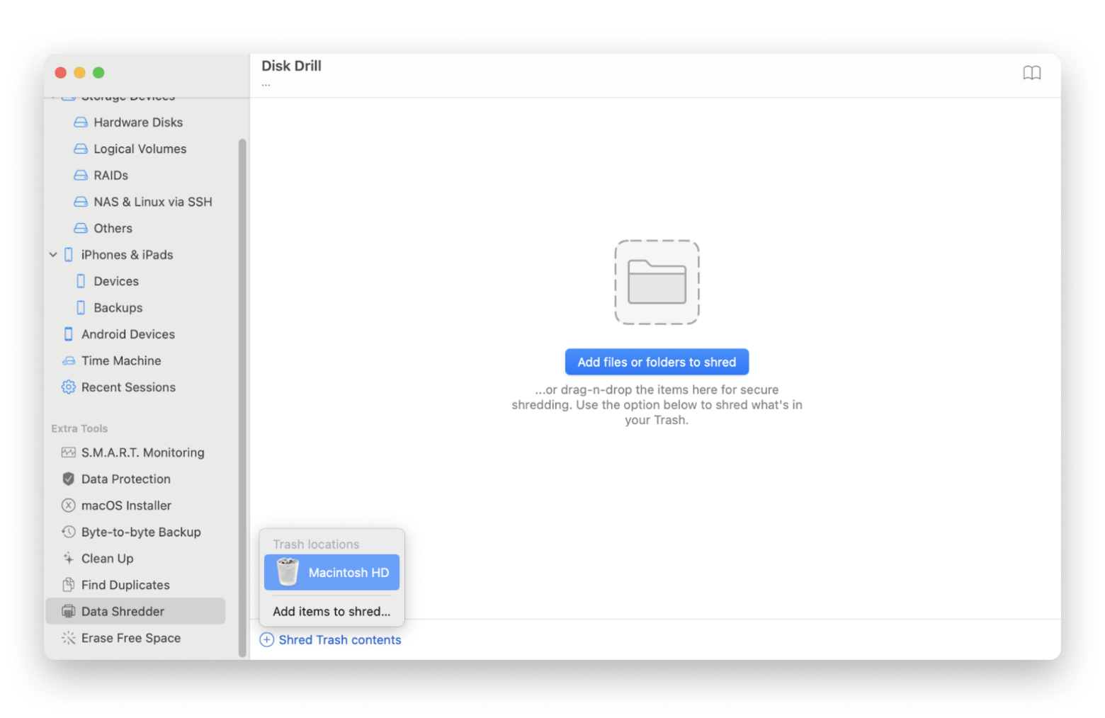 Shred Trash contents in Disk Drill