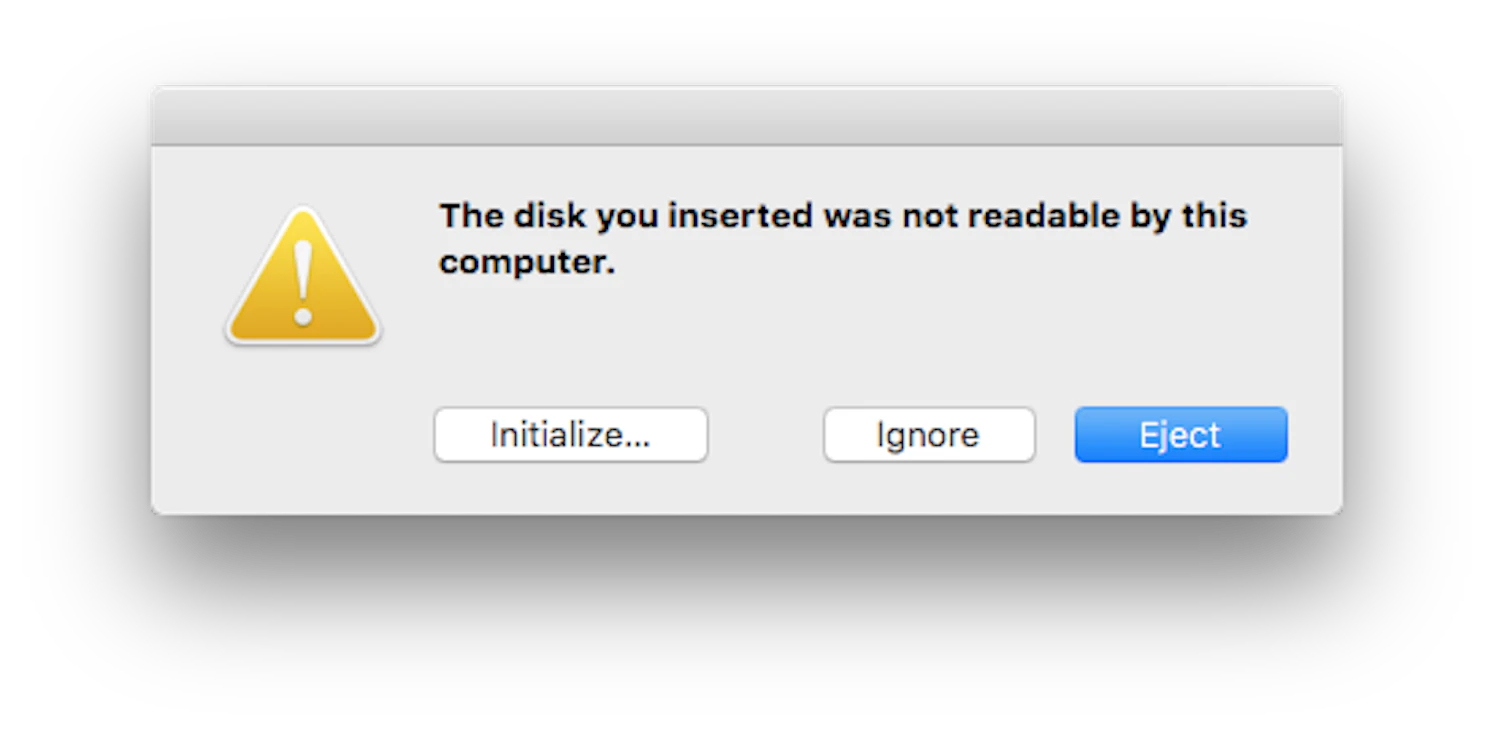 disk not readable mac error