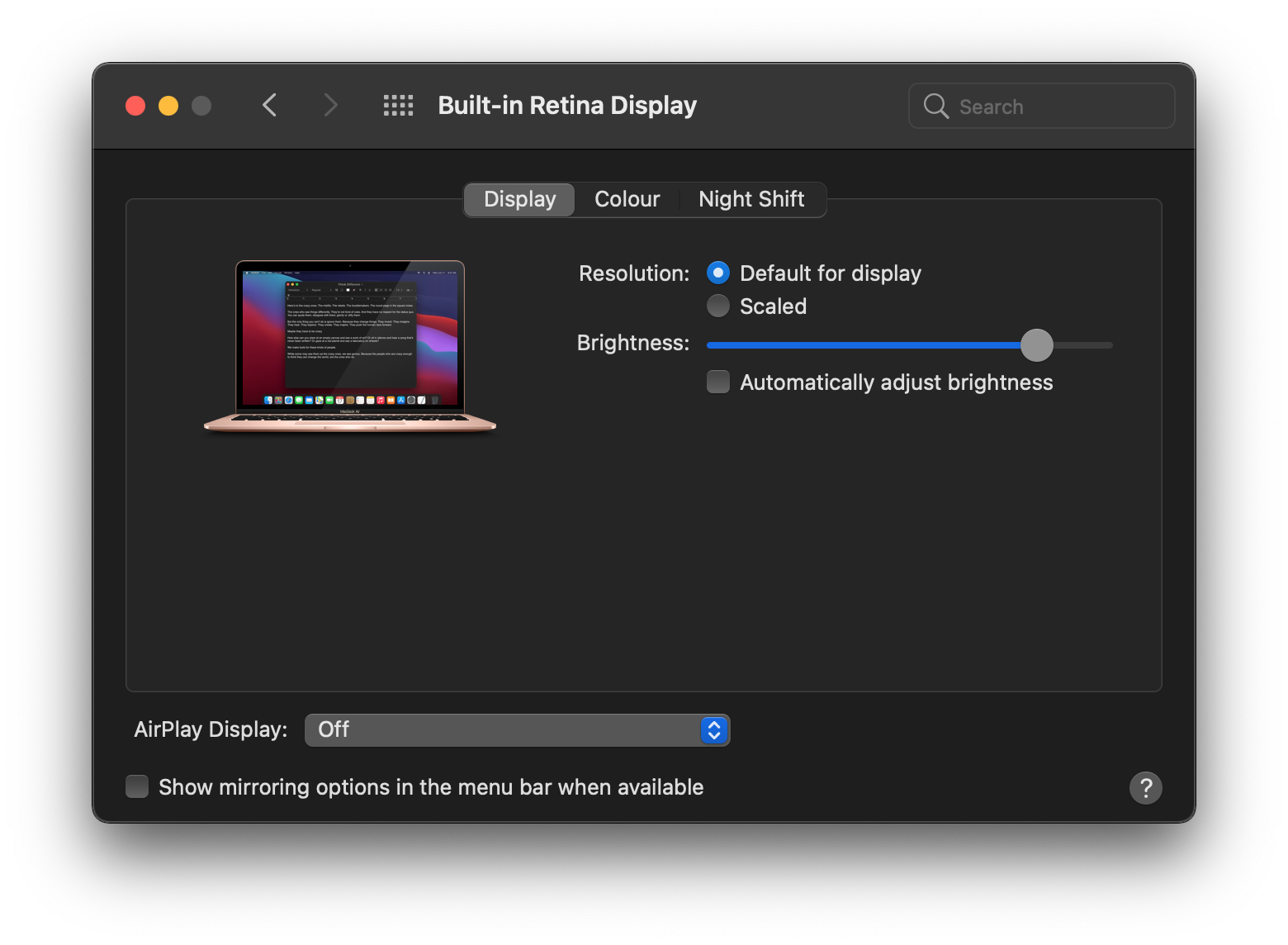 display settings mac